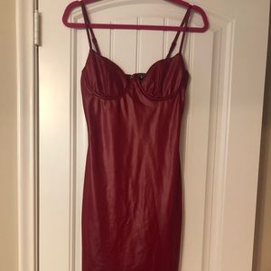 Faux Leather Red Midi